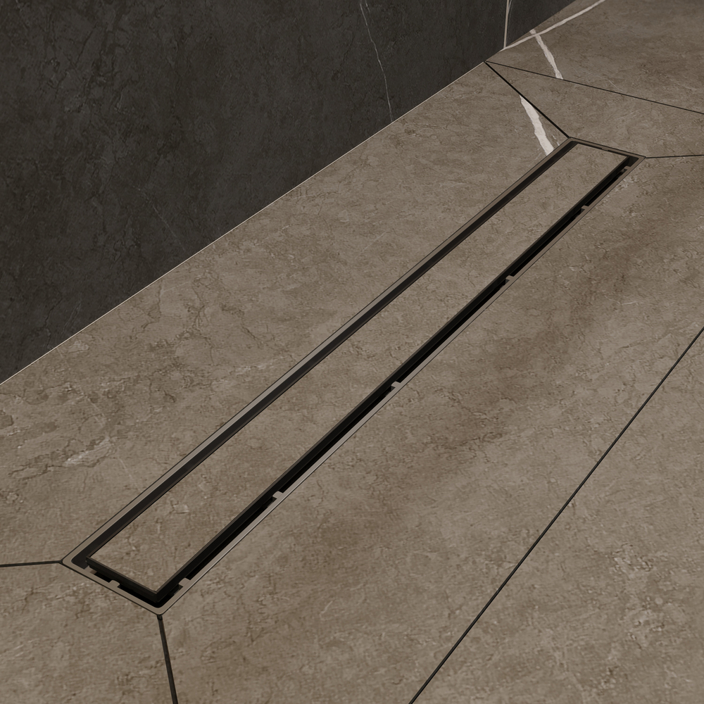 Душевой трап (лоток) CK DRAIN 1105-00165 65 см, решетка черная, с сифоном, под плитку