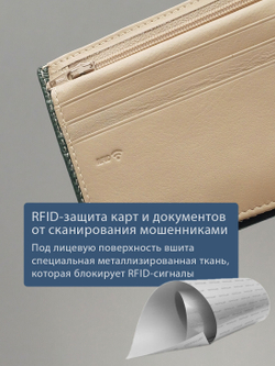 631 R - Портмоне с отделением на молнии и RFID защитой