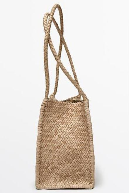 Massimo Dutti Плетеная сумка-ведро из кожи наппа, натуральный