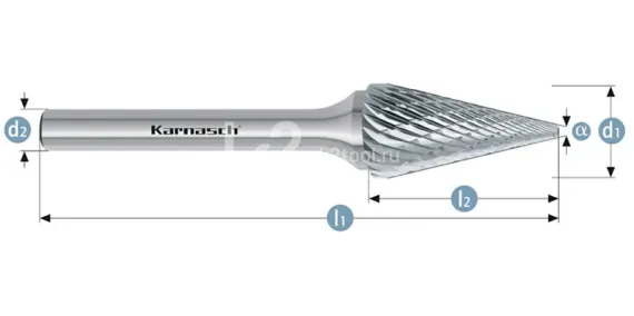 Борфреза твердосплавная Karnasch форма M (конус), 3х8х3х38 мм, универсальная насечка HP-3, без покрытия, арт. 11.3091-010