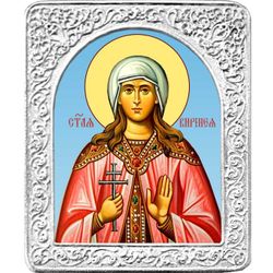 Святая Виринея (Вероника). Маленькая икона в серебряной раме.