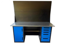Верстак GWT-V1800B5 Great Wolf - двухтумбовый, 5 ящиков, тумба с дверью, два экрана, синий 1800x700мм