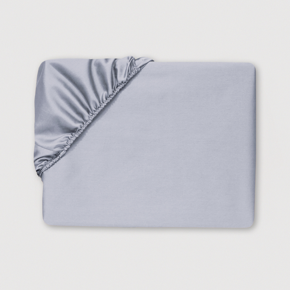 Постельное белье cемейное Сlaire&Caroll George серо-голубое с белым кантом