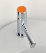 Смеситель для раковины Ritmonio Diametrotrentacinque без донного клапана, оранжевая вставка, хром E0IN0118CRL E036