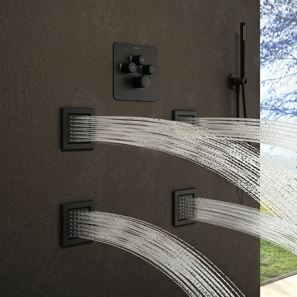 Форсунка для душа встраиваемая квадратная 477202NM черный