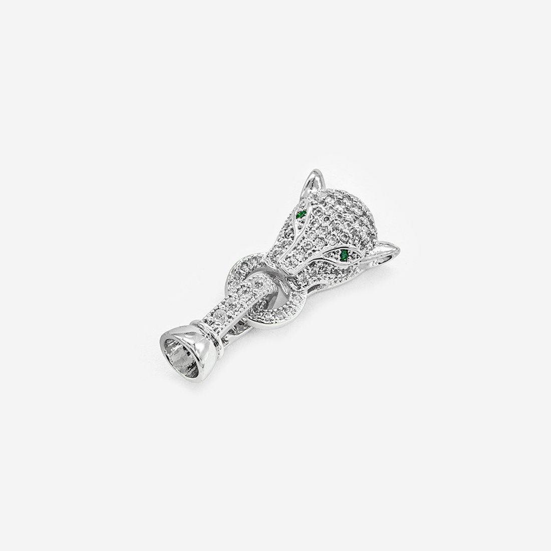 Бейл-замочек "Пантера" 17,5*11,7/12,2*6,6мм, фианиты, родирование