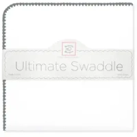 SwaddleDesigns SD-021DG Фланелевая пеленка для новорожденного - White with Dark Gray Trim