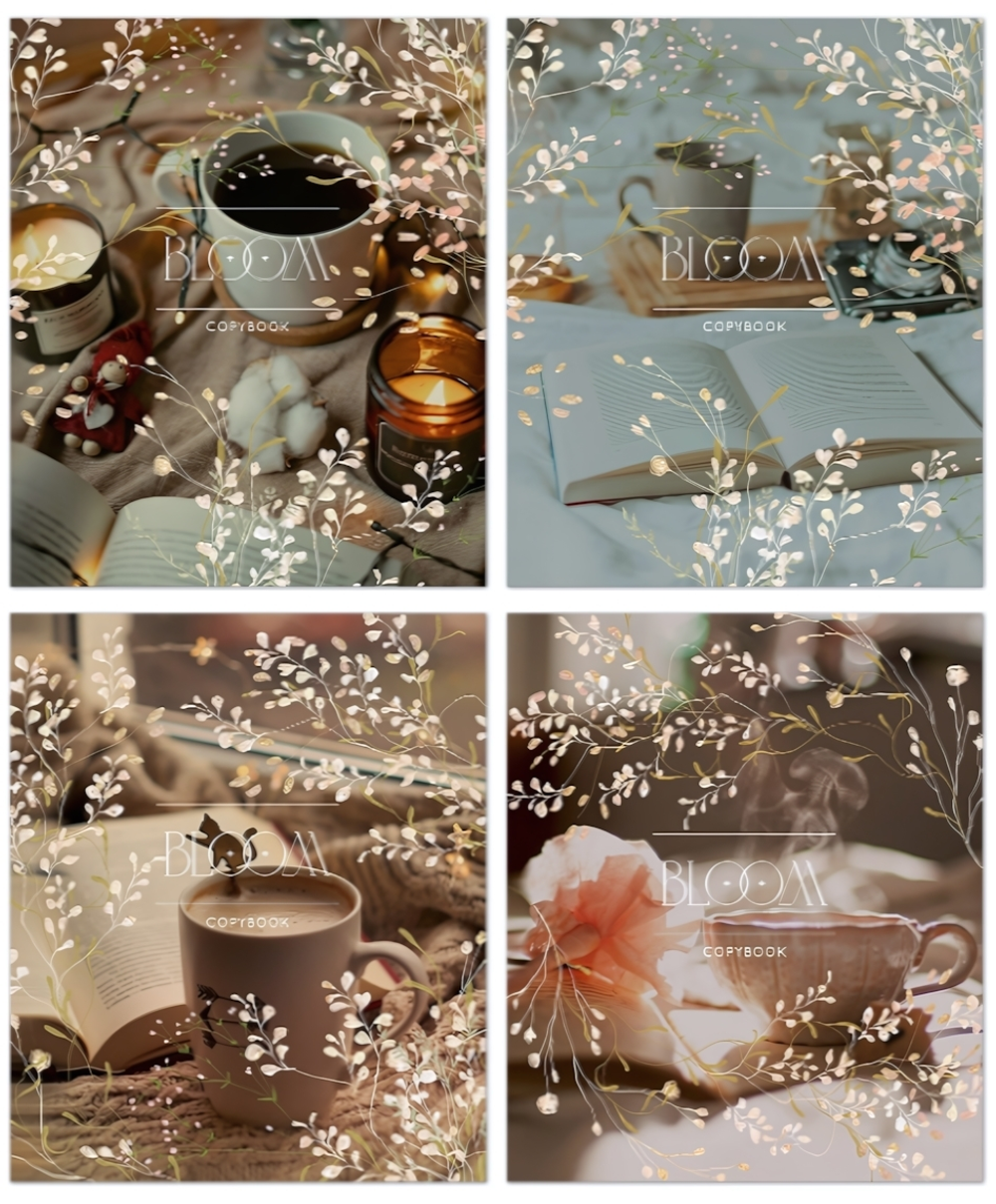 Тетрадь А5 48л. клетка "Хюгге" выборочный УФ-лак, 4 дизайна (ПОЛИНОМ)