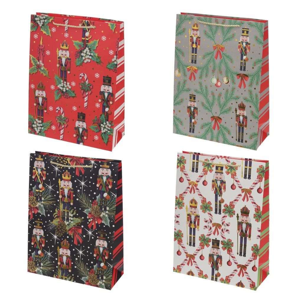 GAEM Пакет подарочный L (бумага 210г/м2, блок 12шт), L30 W12 H40 см, 4в.