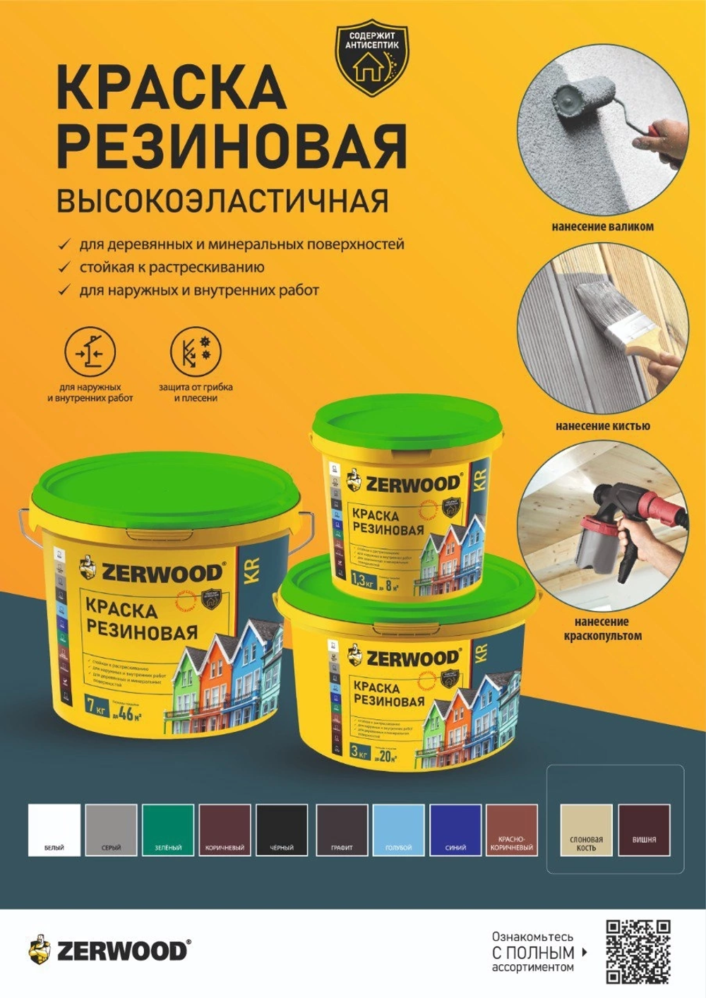 ZERWOOD KR Краска резиновая Серая 7кг (ИжСинтез)