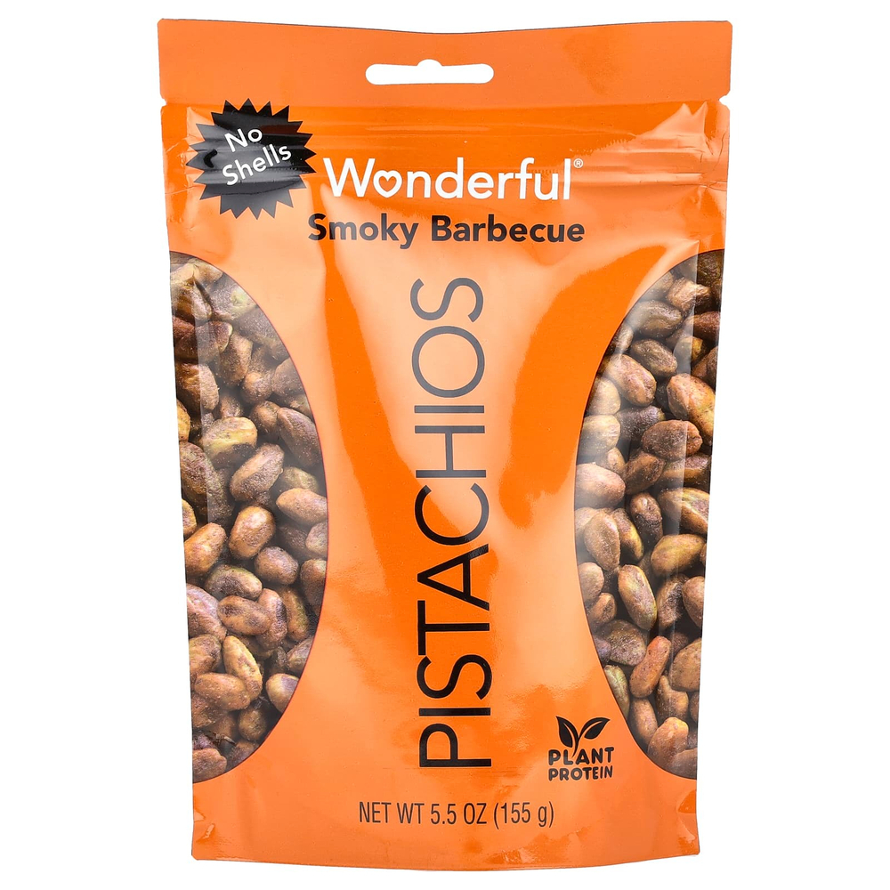 Wonderful Pistachios, барбекю с дымком, без панцирей, 155 г (5,5 унции)