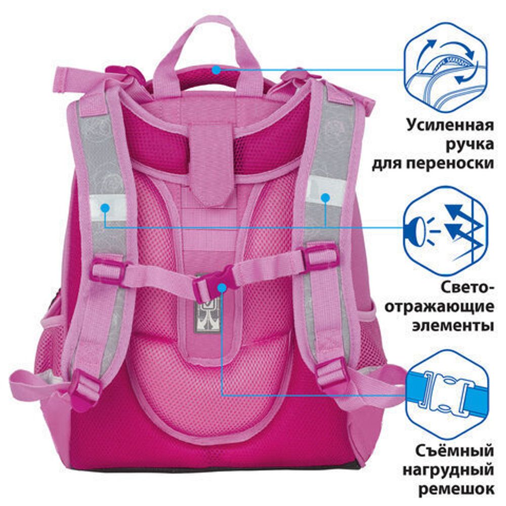 Ранец BRAUBERG PREMIUM, 2 отделения, с брелком, Paris cycling, 38х29х16 см, 227813