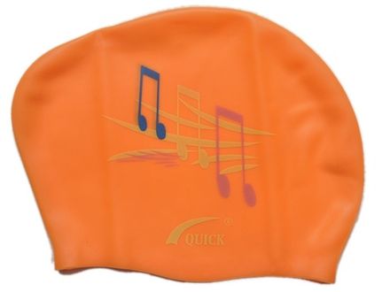 Шапочка для плавания для длинных волос SWIM TEAM ноты: KW-N  (Оранжевый)