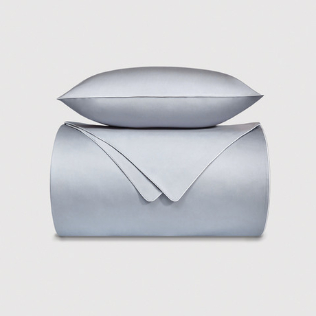 Постельное белье cемейное Сlaire&Caroll Lune серое с белым кантом