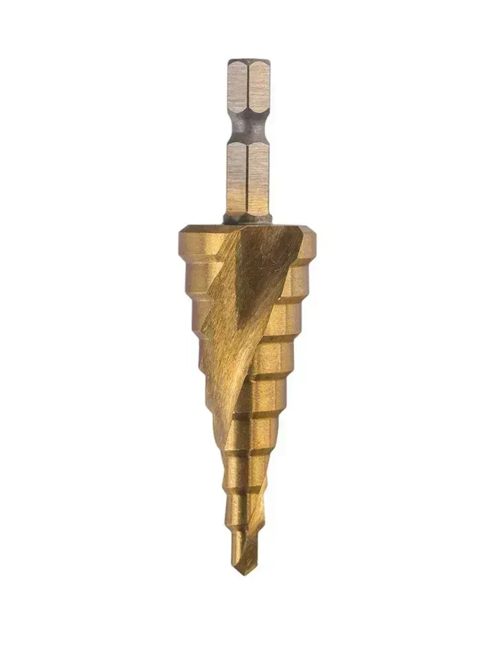 Сверло ступенчатое спиральное по металлу TiN с шестигранным хвостовиком 4-20 мм VIRA