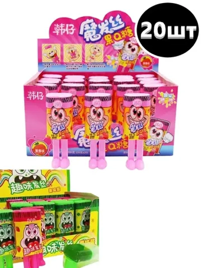 Конфеты монстрики на ножках со вкусом Клубники 20 г * 20 шт