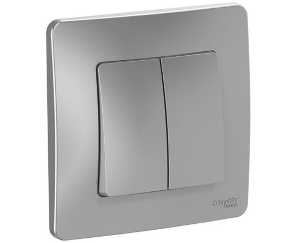 Выключатель двухклавишный Blanca Schneider Electric алюминий в сборе BLNVS010503