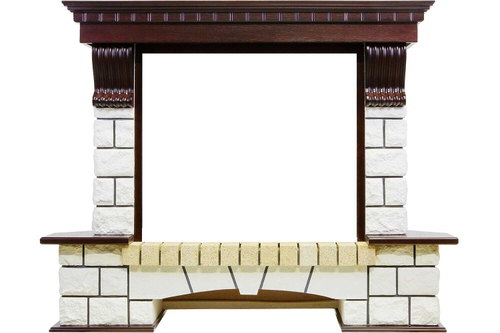 Каминокомплект Pierre Luxe угловой - Темный дуб / Белый с очагом Symphony 26'' DF2624L-INT
