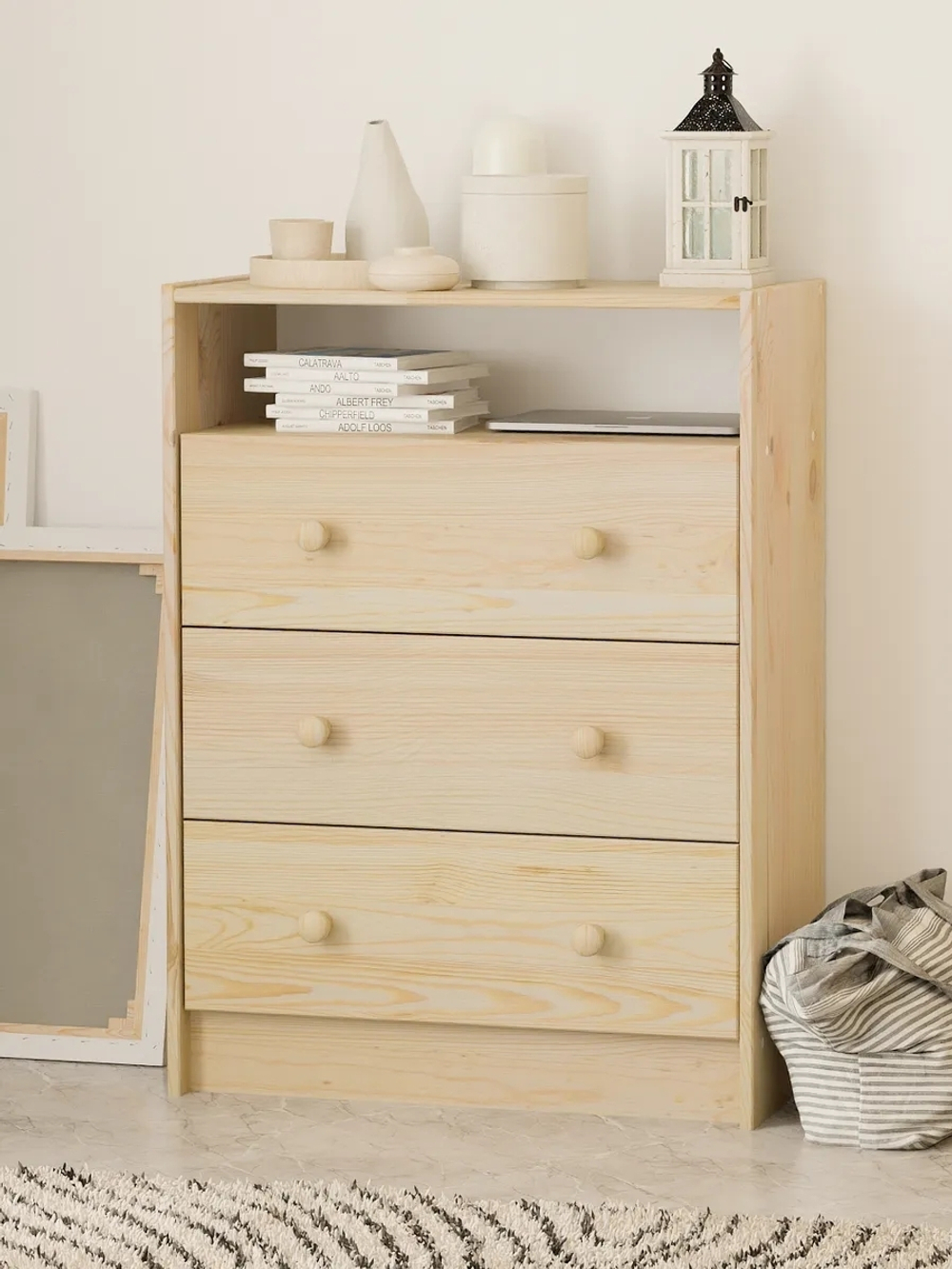 Комод Раст, деревянный с полкой