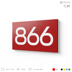 Номер на дверь 866, табличка на дверь для офиса, квартиры, кабинета, аудитории, склада, красная 120х70 мм, Айдентика Технолоджи