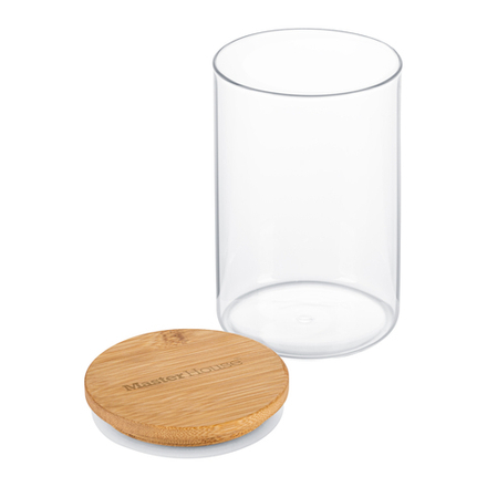 Master House Банка стеклянная  Тауэр-1000мл с бамбуковой крышкой