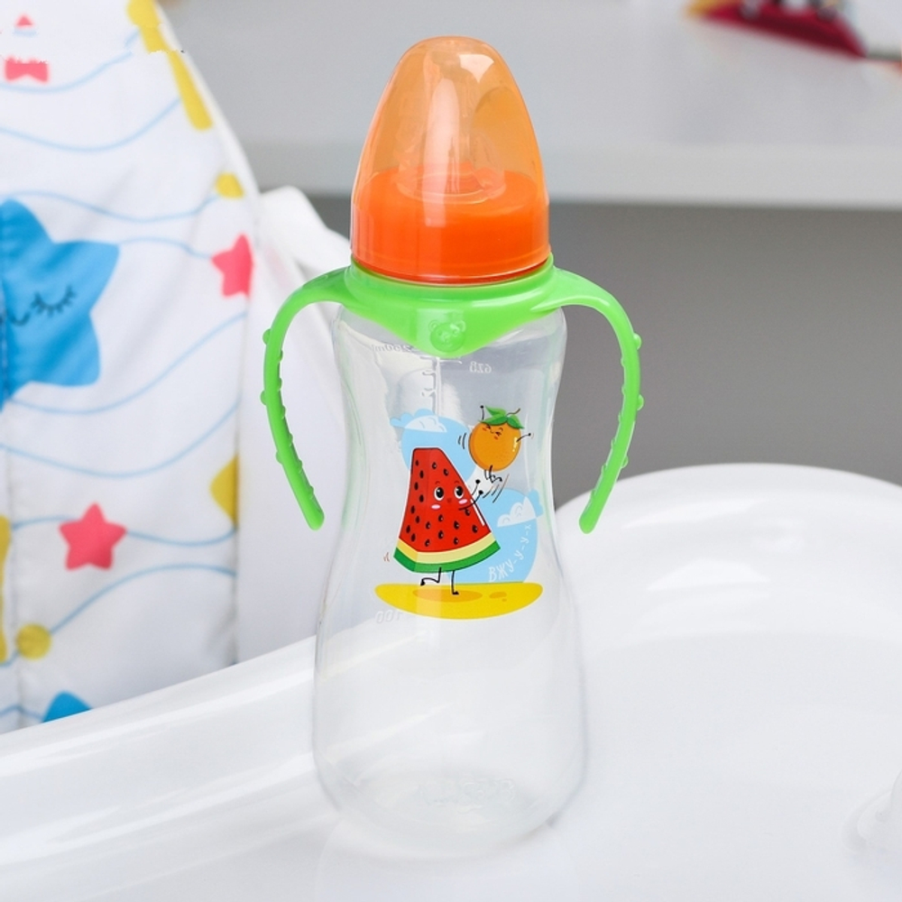 4644205 Бутылочка для кормления «Арбуз» 250 мл приталенная, с ручками