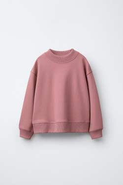 ZARA КОМПЛЕКТ ИЗ ТОЛСТОВКИ И БРЮК WIDE LEG ИЗ ТКАНИ ИНТЕРЛОК, РОЗОВЫЙ