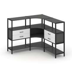 Shelf System Трехсекционный угловой стеллаж трехярусный с ящиками SN.STMU-331 Антрацит/Белый/Металл