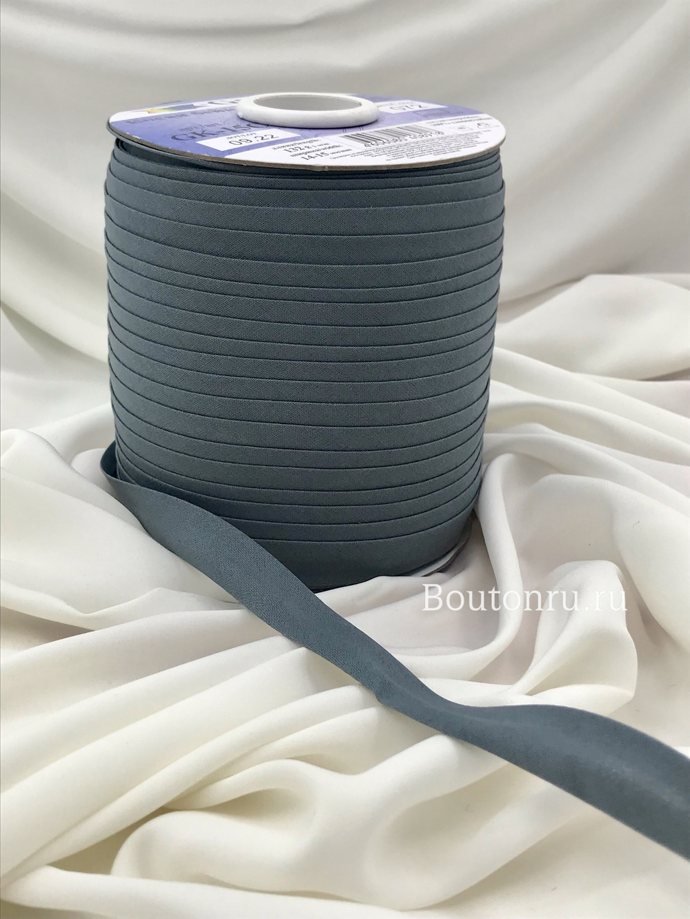 Косая бейка хлопок №072 серая GAMMA GK-15C 14-15 мм