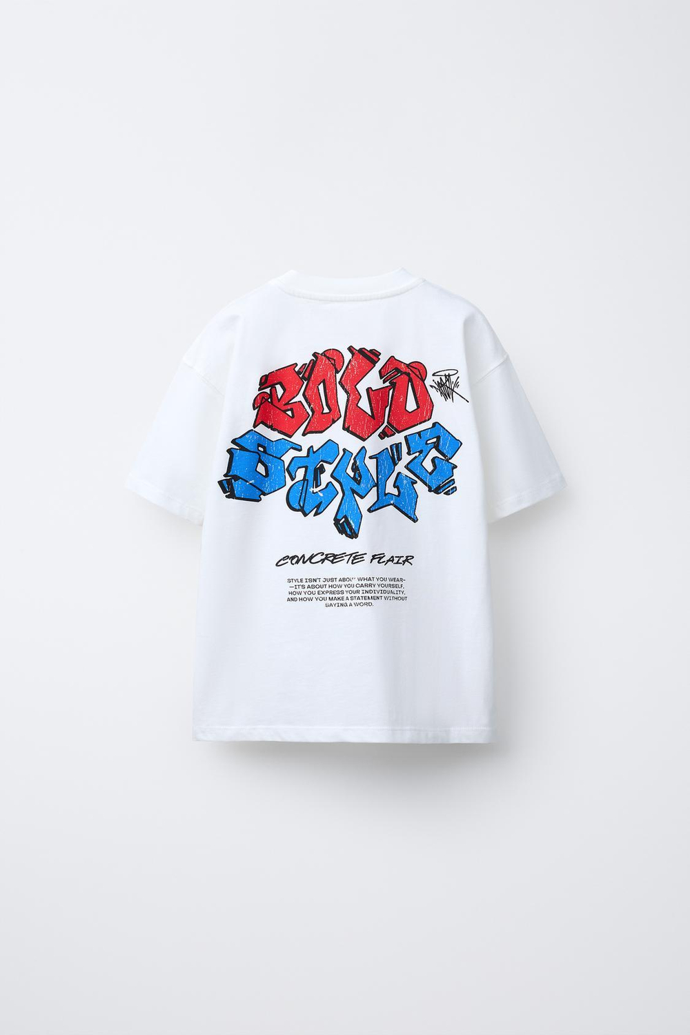 ZARA ФУТБОЛКА С ПРИНТОМ ГРАФФИТИ, БЕЛЫЙ