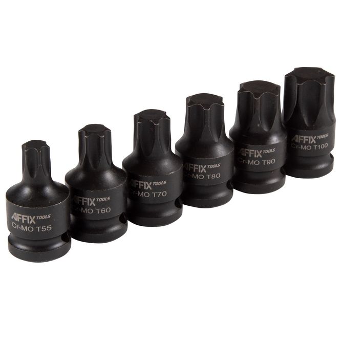 AFFIX (AF00742006C) Набор ударных торцевых насадок 1/2", TORX, Т55-Т100 мм, L = 44 мм, 6 предметов