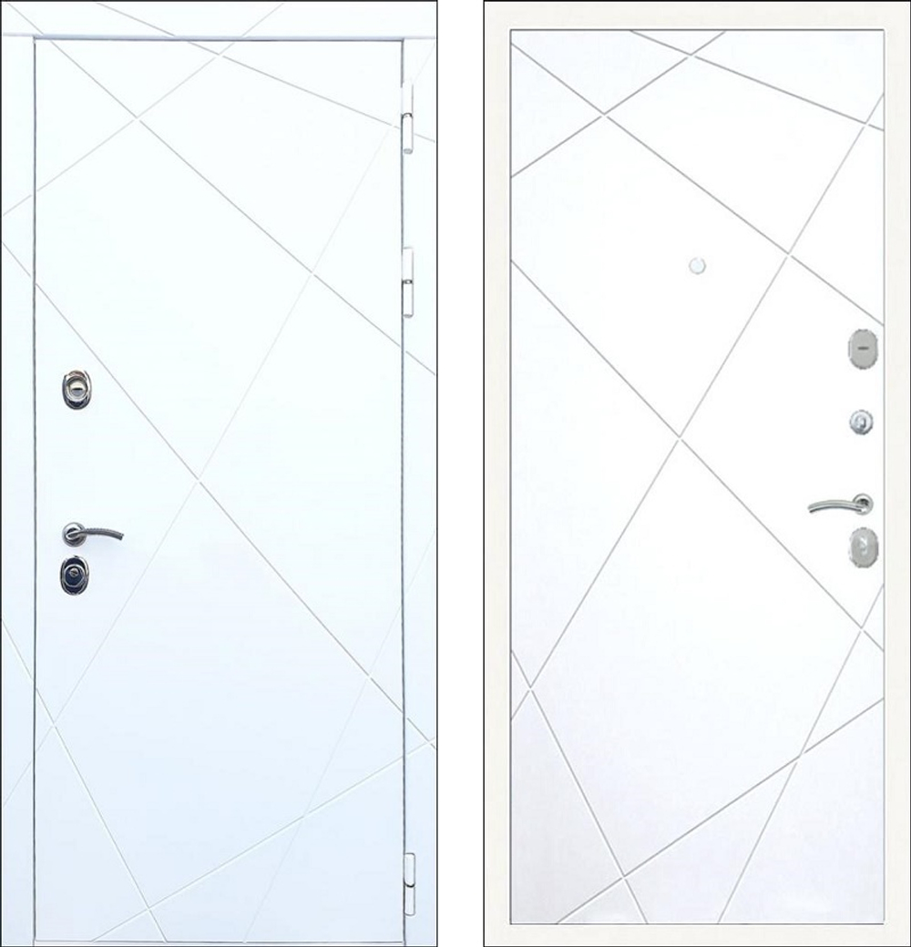 Входная металлическая белая дверь RеX (РЕКС) 13 Силк сноу / ФЛ 291 (Лучи) Силк сноу