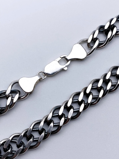 Браслет из серебра/Ромб двойной/Чернение