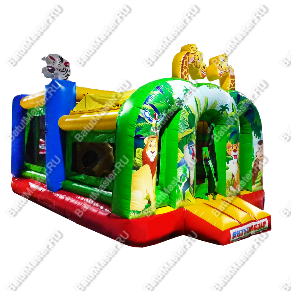 Коммерческий надувной батут "Законы джунглей" 6*4*2,8 м