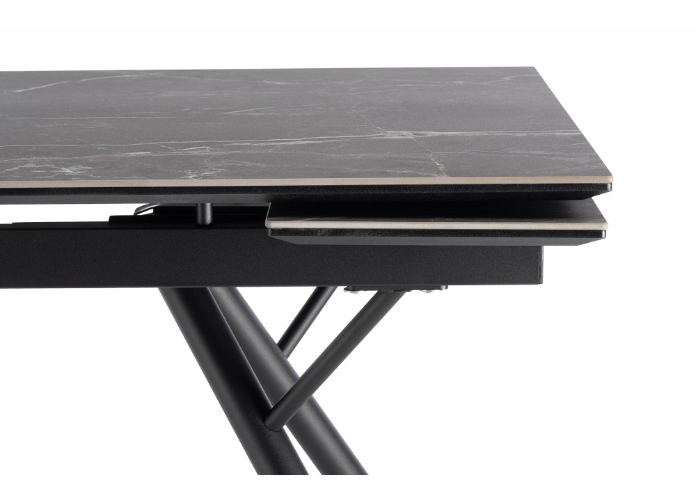 Керамический стол Woodville Ворен 180(240)x90 nero markina, черный, ножки черные