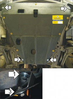 Защита стальная 2 мм Д, КПП Acura MDX MOTODOR.03401