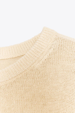 ZARA СВИТЕР ИЗ СМЕСОВОГО ЛЬНА В СТИЛЕ РУСТИК, ЦВЕТ ЛЬДА