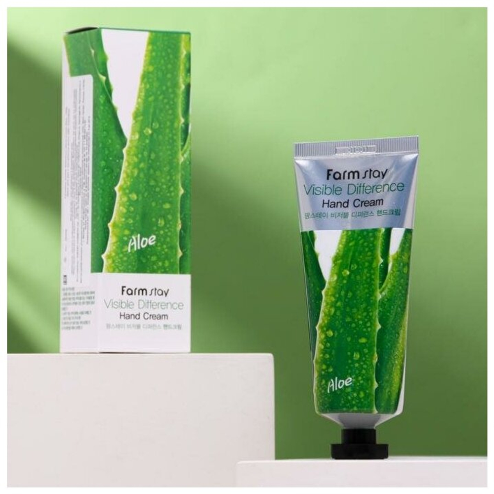 Успокаивающий крем Farm Stay для рук с экстрактом алоэ Visible Difference Aloe Vera, 100 мл