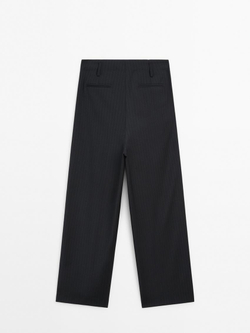 Massimo Dutti Брюки прямого кроя в тонкую полоску, темно-синий