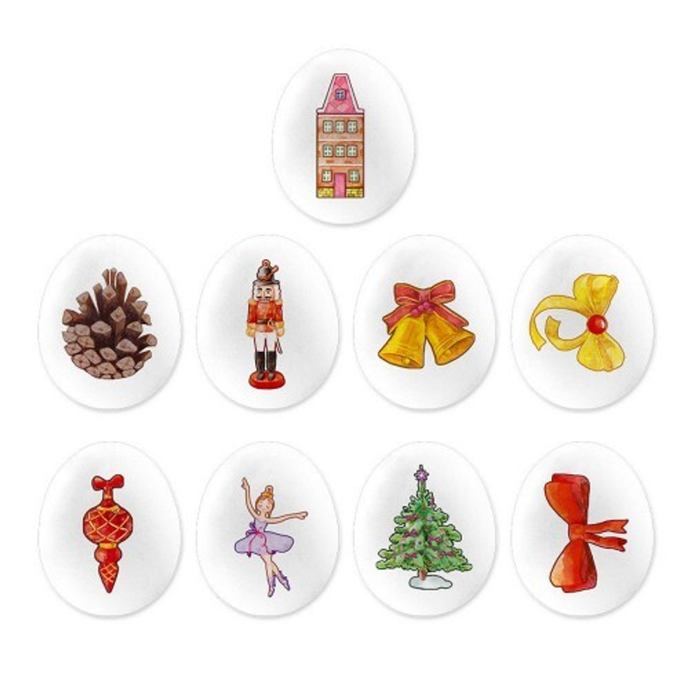 Сахарные фигурки "Медальоны Новый Год МИКС 35х25мм,7шт