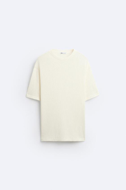 ZARA ТОЛСТОВКА АЖУРНОЙ ВЯЗКИ С РЕЛЬЕФНЫМ УЗОРОМ, ЭКРЮ