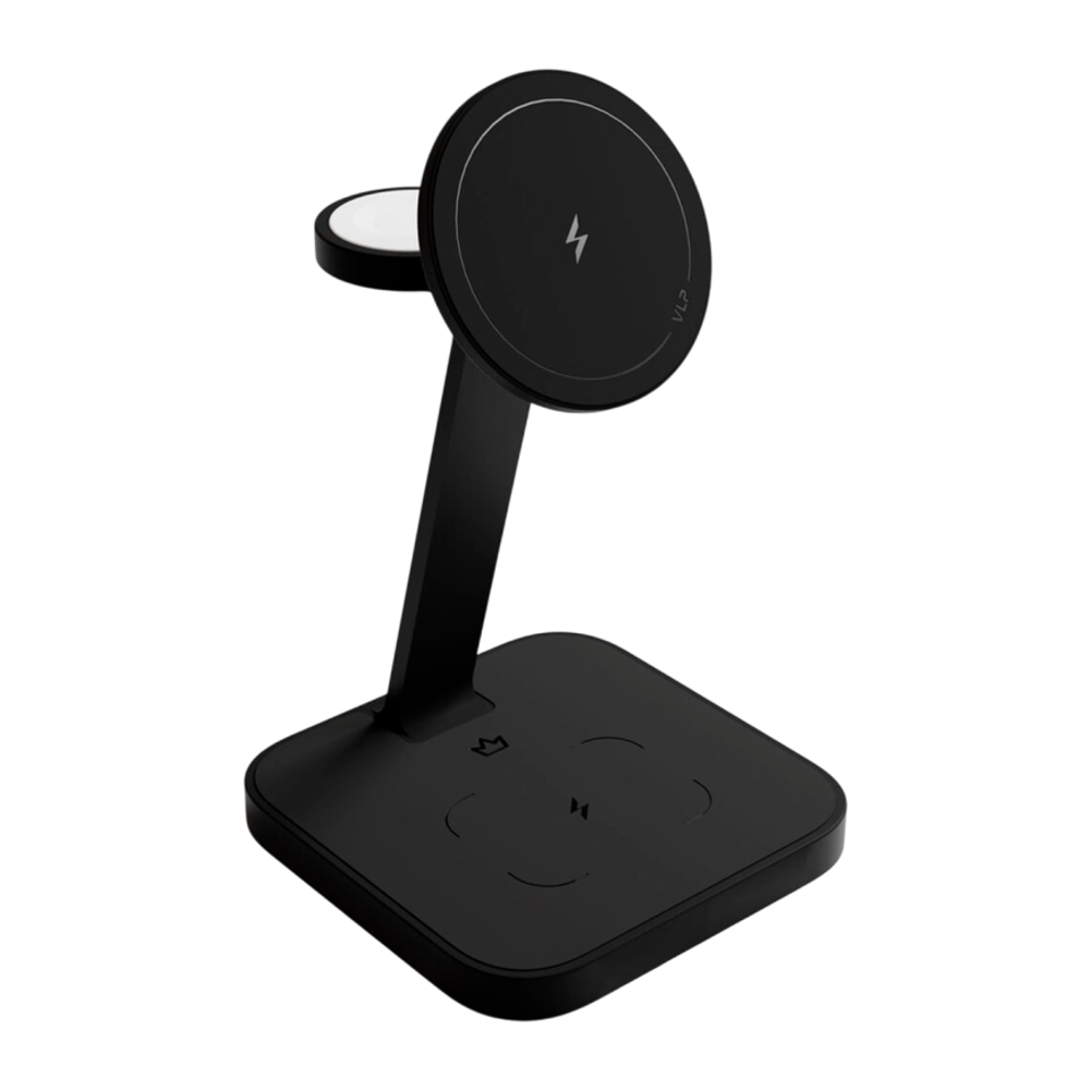 Зарядная станция MagSafe VLP Unity Power для iPhone, Apple Watch и AirPods (Qi2) Беспроводная зарядка: Qi 15 Вт, Qi 5 Вт, магнитное крепление для зарядки Apple Watch (Qi 3 Вт). Проводная зарядка: нет. Сертификация Qi2. Есть LED-индикация