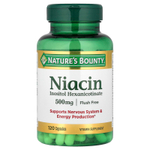 Nature's Bounty, Ниацин, без смыва, 500 мг, 120 капсул
