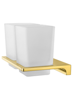 Два стакана для зубных щеток с держателем WONZON & WOGHAND ECLIPSE, Глянцевое золото (WW-9128-LG)