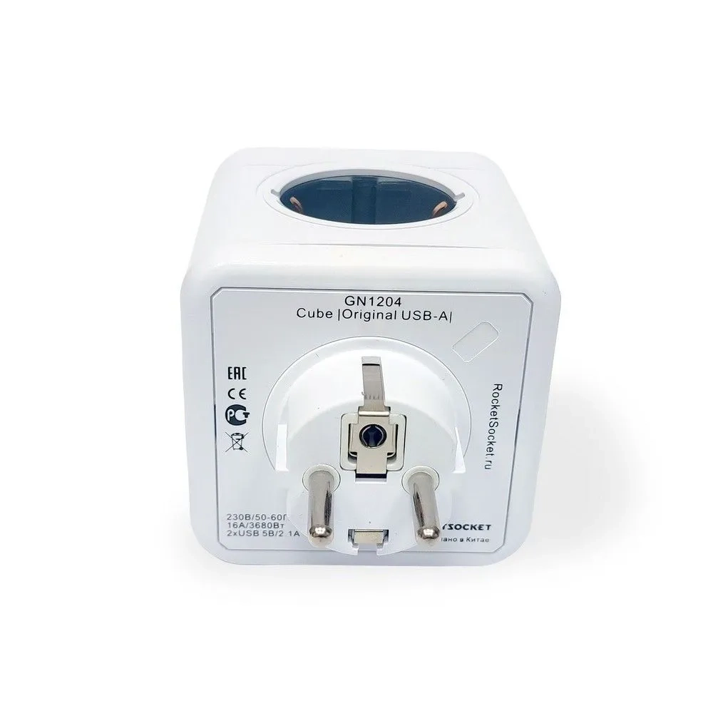 Сетевой фильтр RocketSocket GN1204 4 розетки Euro + 2 USB, 16А, белый
