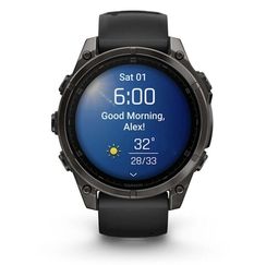 Умные часы Garmin Fenix 8, 47 мм, AMOLED, Sapphire Carbon Gray DLC Titanium with Black/Pebble Gray Silicone Band