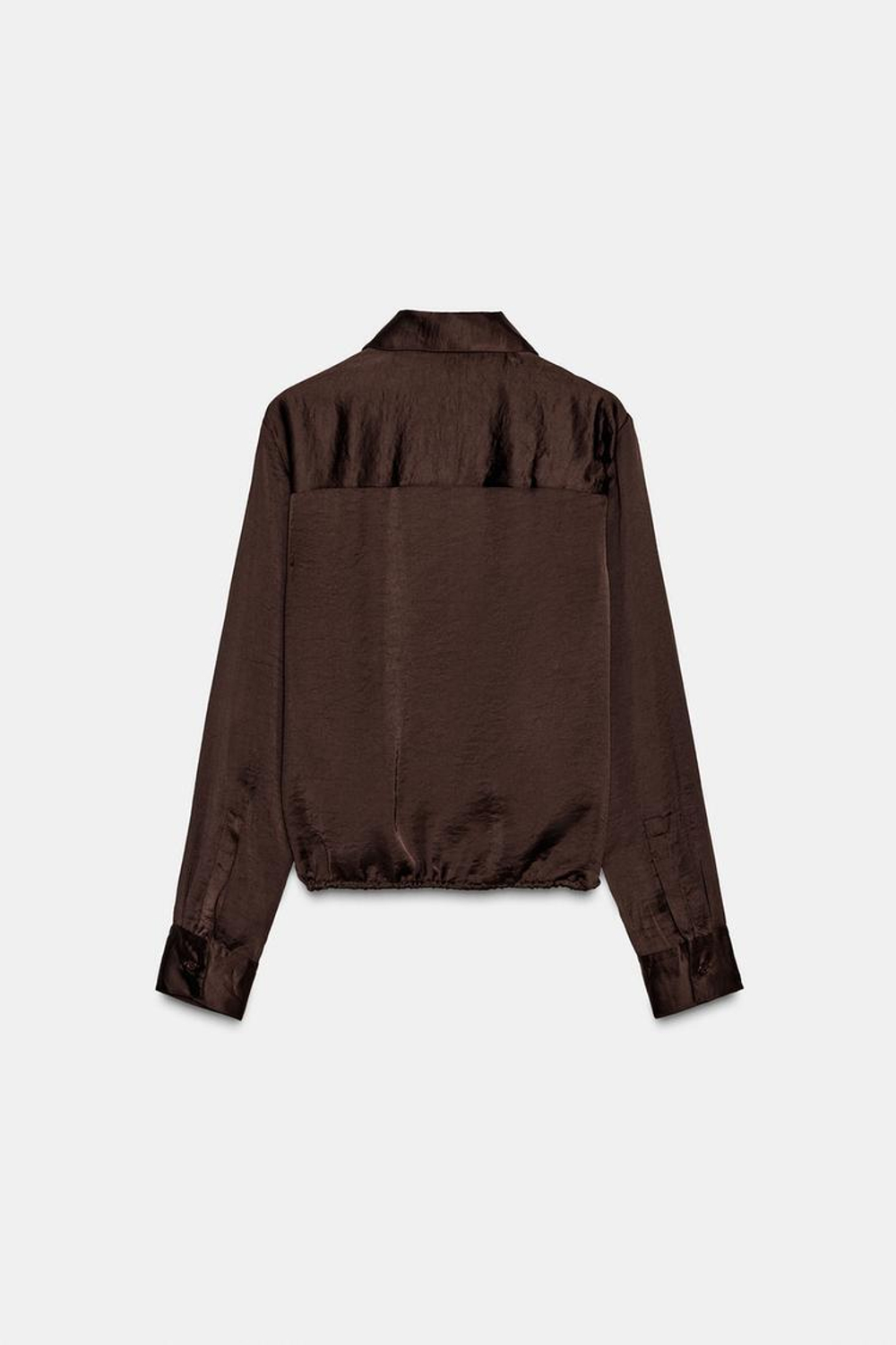 ZARA АТЛАСНАЯ РУБАШКА ZW COLLECTION, КОРИЧНЕВЫЙ
