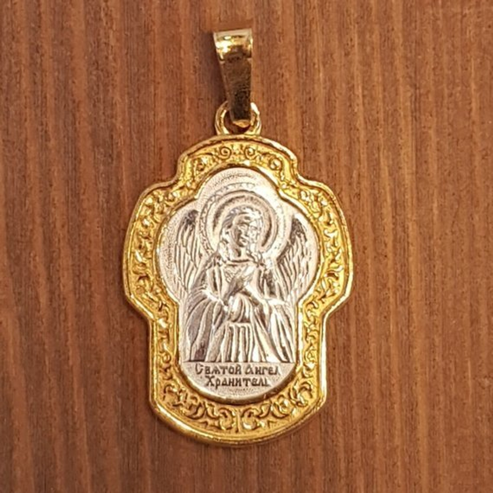 Нательная икона Ангел Хранитель с позолотой
