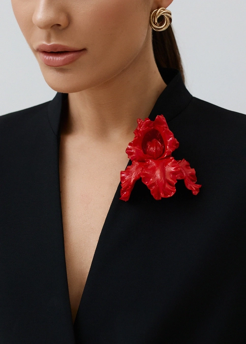 Брошь Ирис, красный
