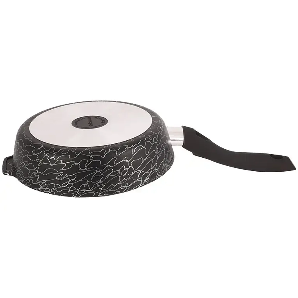 Сковорода глубокая 220мм с ручкой,АП линия «Грация» (черный/серебро)